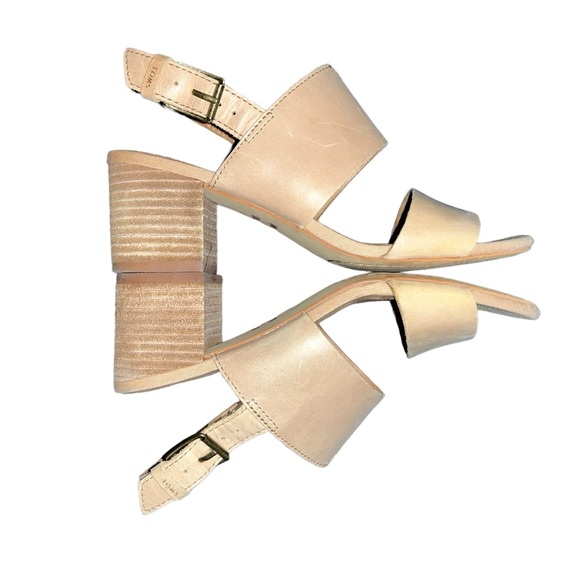 Toms Shoes - Toms Poppy Tan Leather Stacked Heel Slingback Sandals Size 6 W
